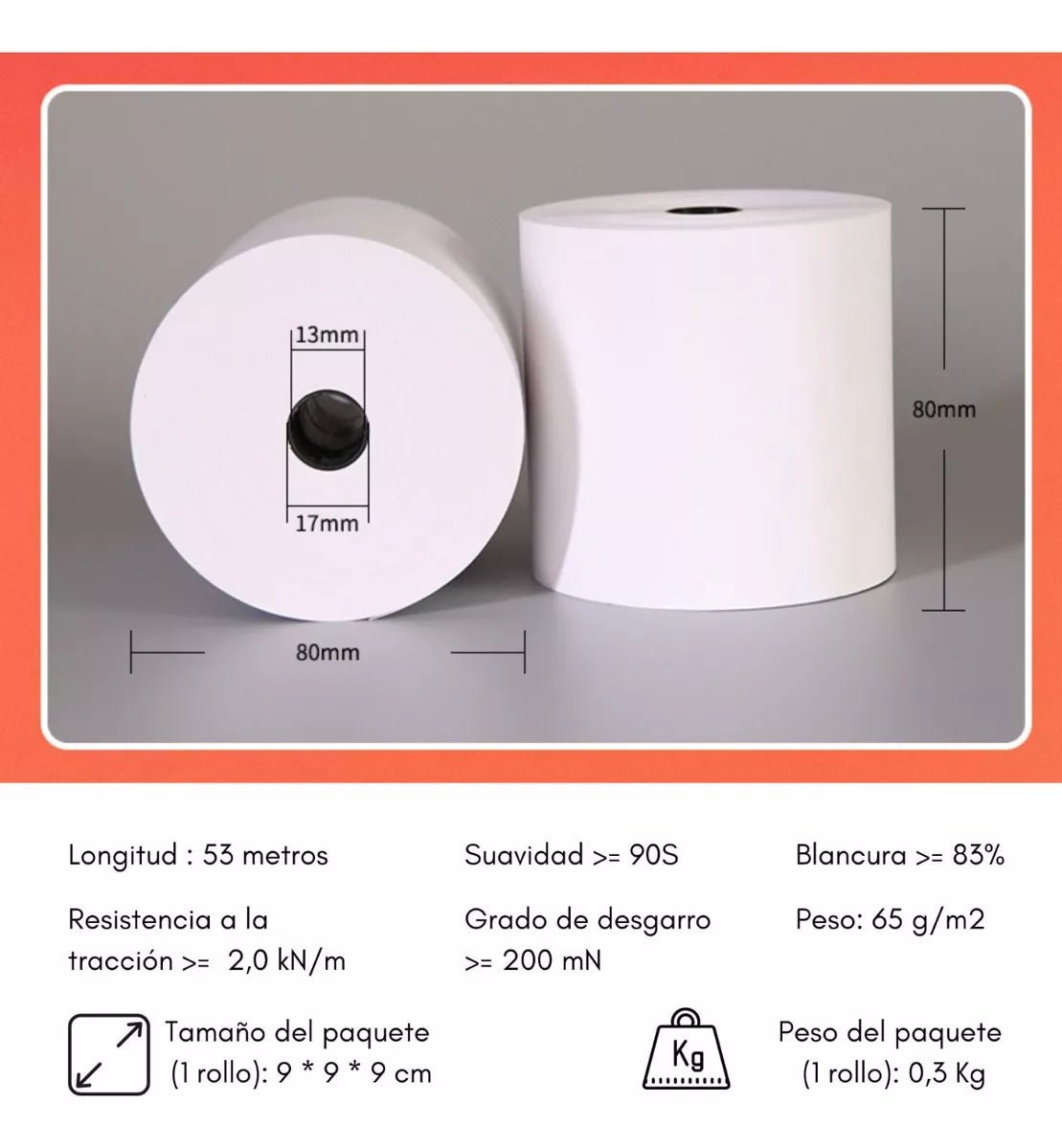 20 Rollos Papel Térmico 80mmx80mm Color Blanco Papeltec - Laru