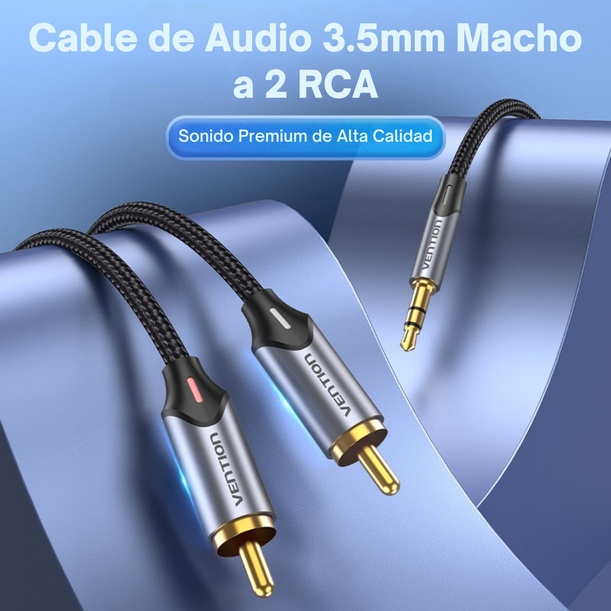 CABLE AUDIO 3.5MM A RCA VENTION PREMIUM 2X1 AUXILIAR