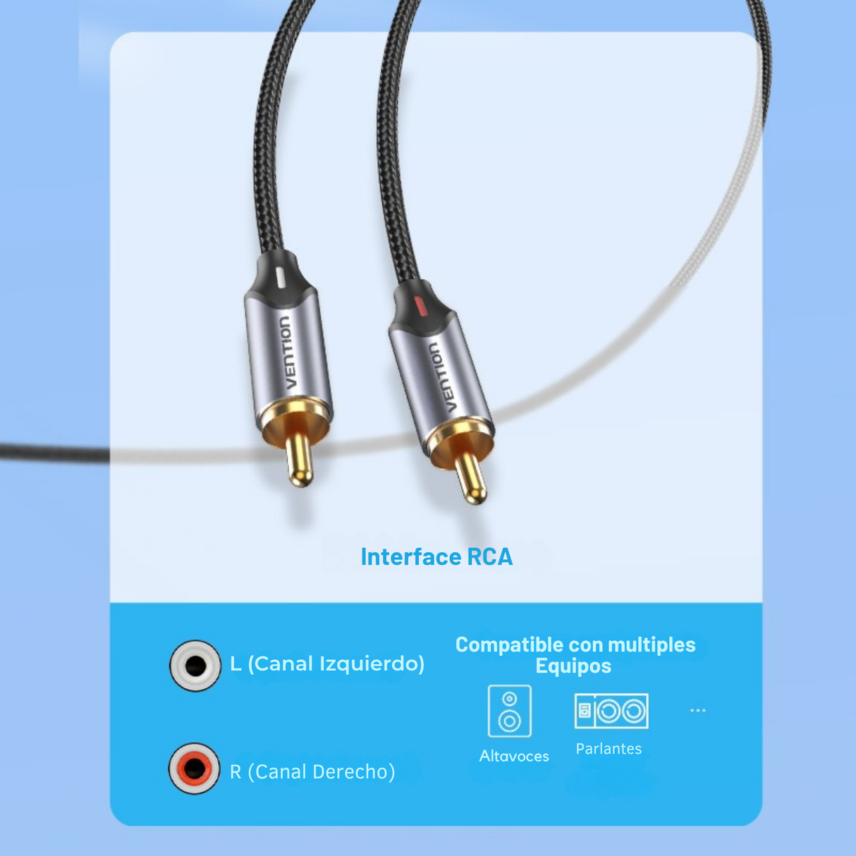 CABLE AUDIO 3.5MM A RCA VENTION PREMIUM 2X1 AUXILIAR