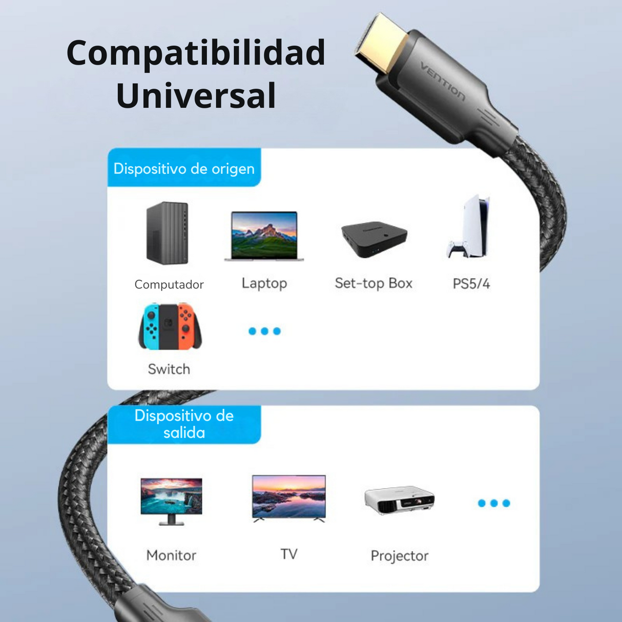 Cable Hdmi Trenzado Vention 1m Macho A Macho 4k Full Hd 1080p Video – foto 7