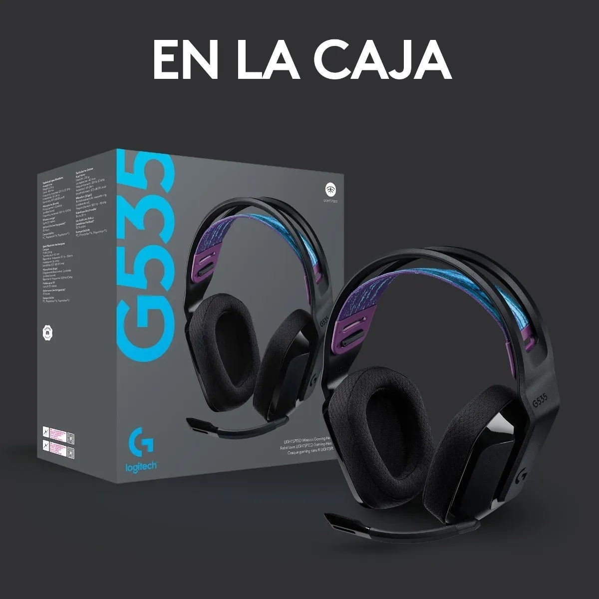 Audífonos Gamer Inalámbrico Logitech G535 Lightspeed, Over-Ear, Receptor USB Wireless, USB-C, Negro