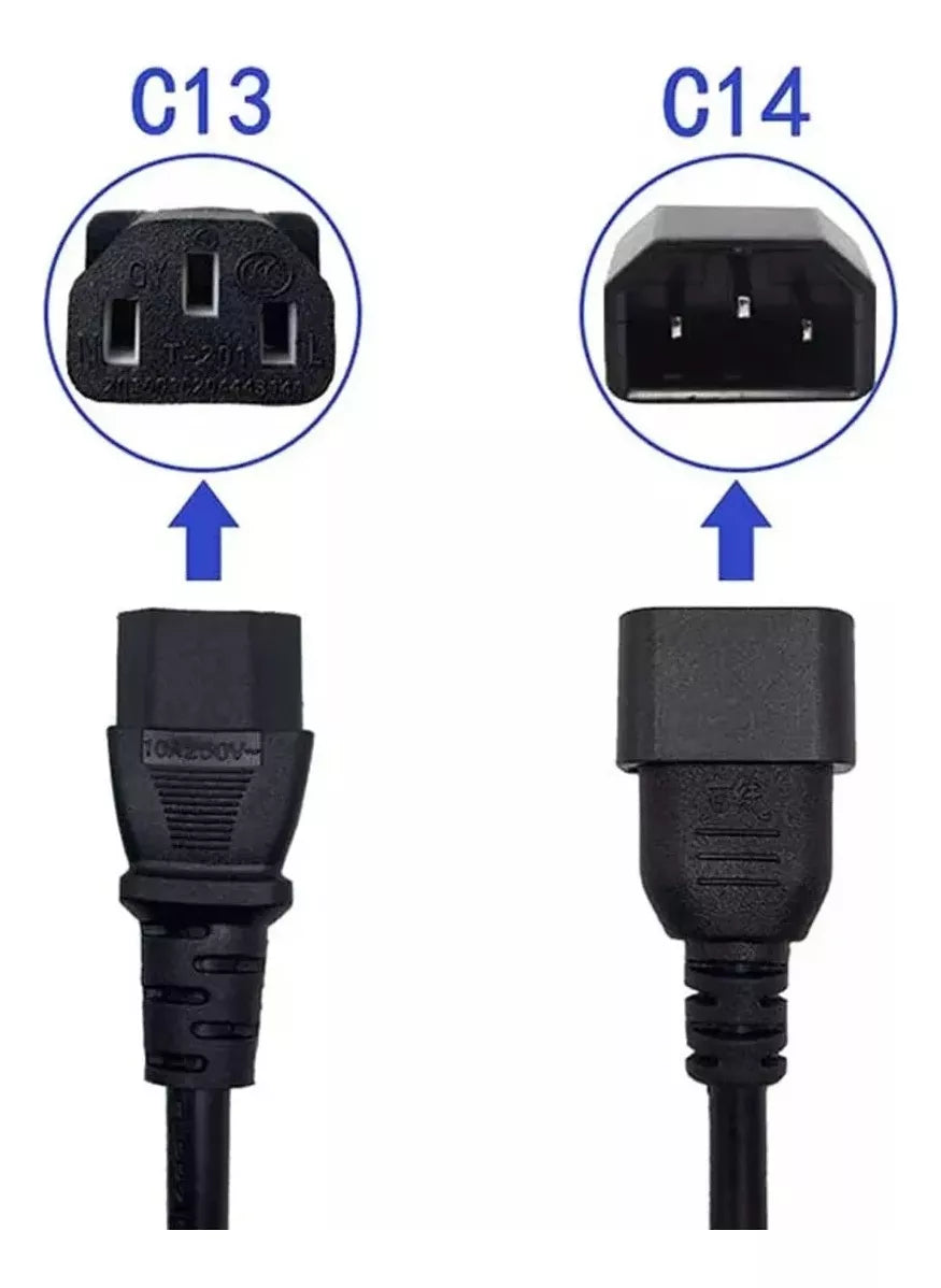 Pack 2 Cables De Poder Macho Hembra 1,5m Dietec Ups Monitor Extension