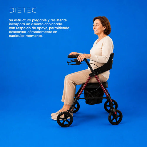 Andador DIETEC 3 en 1 con asiento acolchado y respaldo Oxford