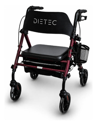 Andador ortopédico plegable DIETEC Burrito color burdeo vista frontal