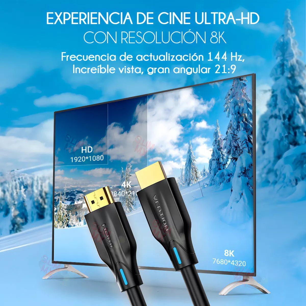 CABLE HDMI 2.1 VENTION 10 METROS CERTIFICADO 8K ULTRA HD | 4K 120HZ | SONIDO EARC | COMPATIBLE CON PS5, XBOX, TV - Laru