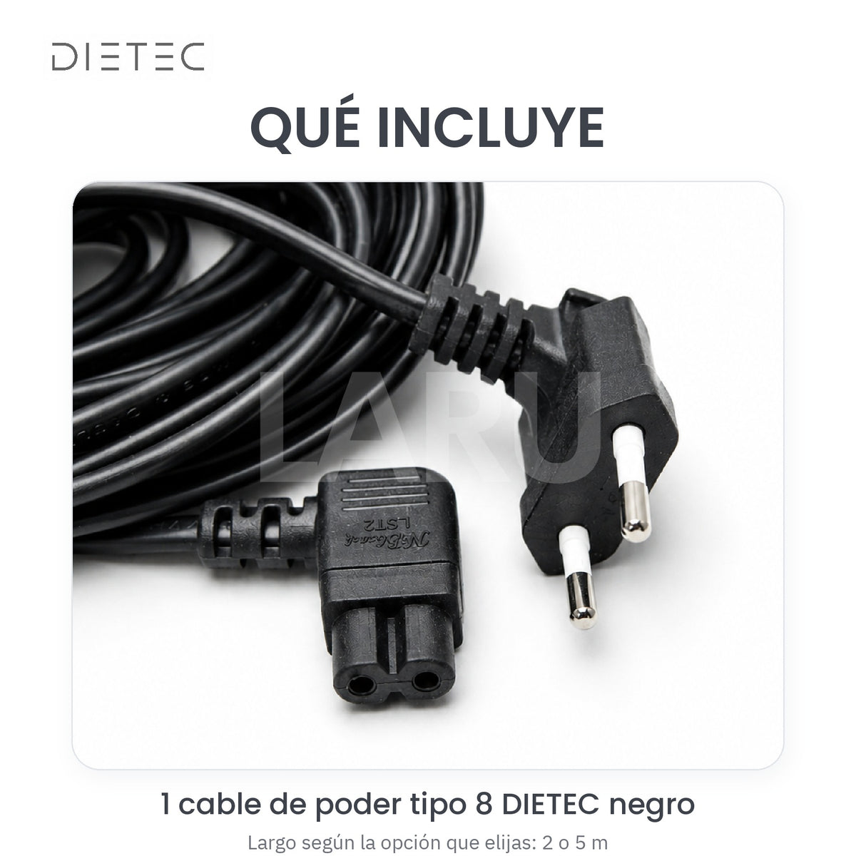 Qué incluye: 1 cable de poder tipo 8 DIETEC negro