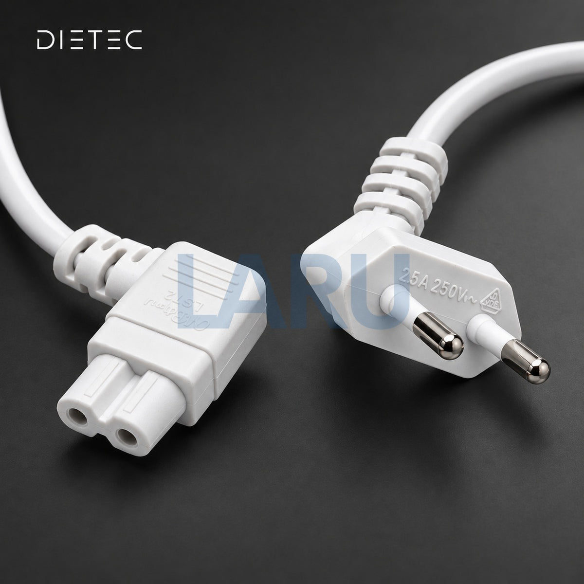 Enchufe y conector tipo 8 DIETEC blanco en ángulo de 90°