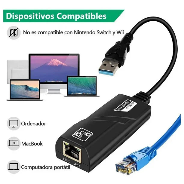Pack 2 Adaptadores Usb 3.0 Gigabit Ethernet Lan 10/100/1000 Realtek – foto 1