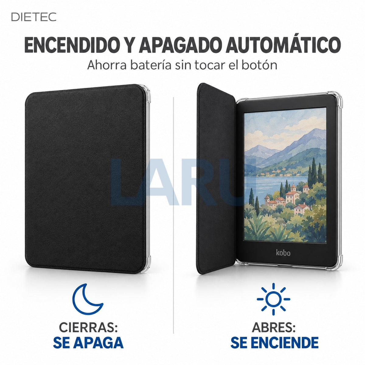 Funda Kobo Clara con encendido y apagado automático al abrir y cerrar la tapa