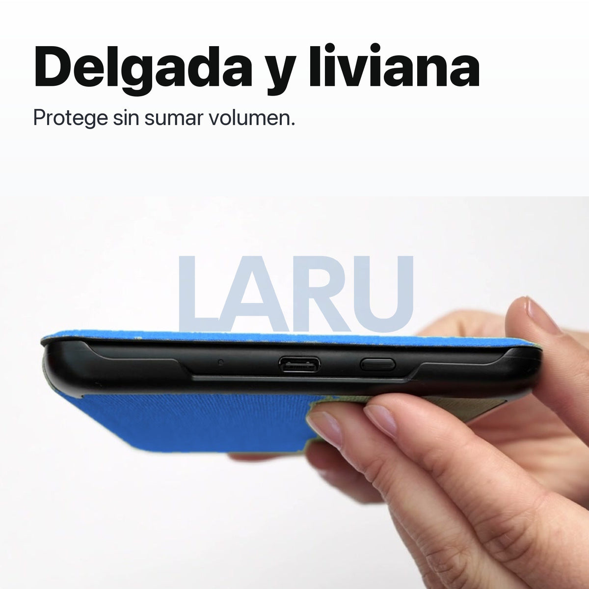 Funda premium microfibra azul para Kindle 2022/2024 de 6 pulgadas con lámina