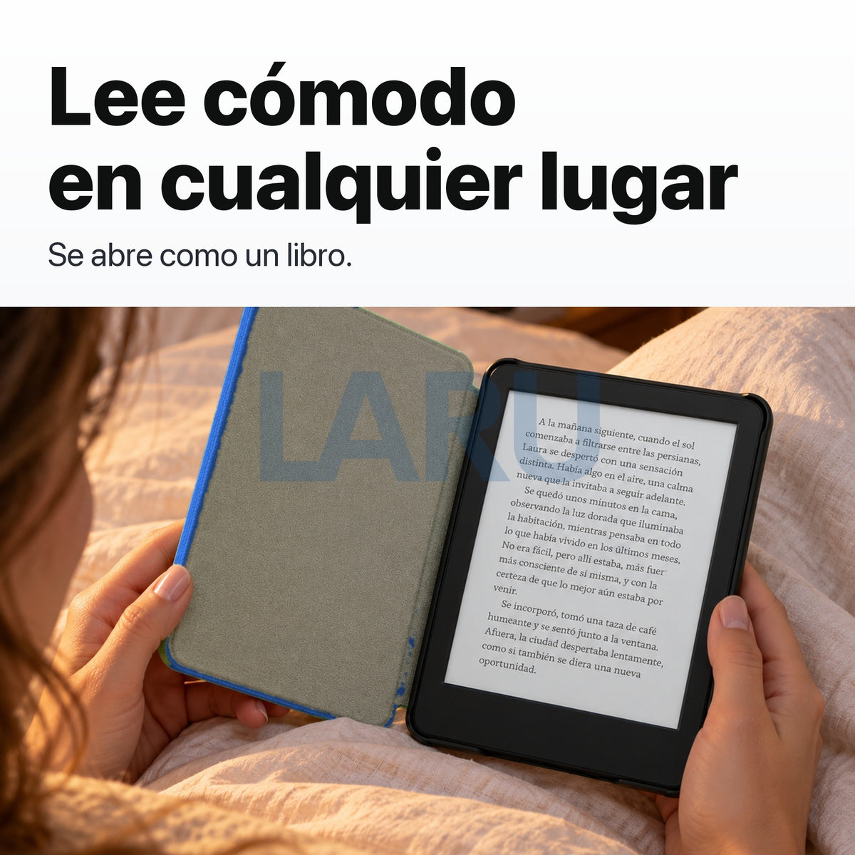 Funda premium microfibra azul para Kindle 2022/2024 de 6 pulgadas con lámina