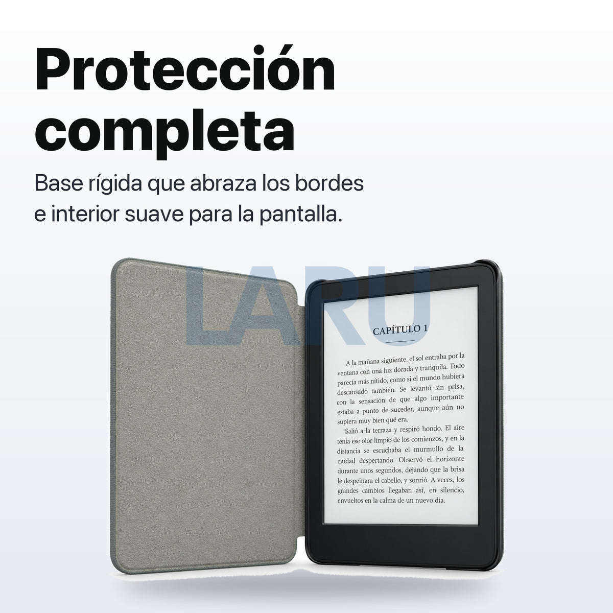 Funda premium microfibra negra para Kindle 2022/2024 de 6 pulgadas con lámina