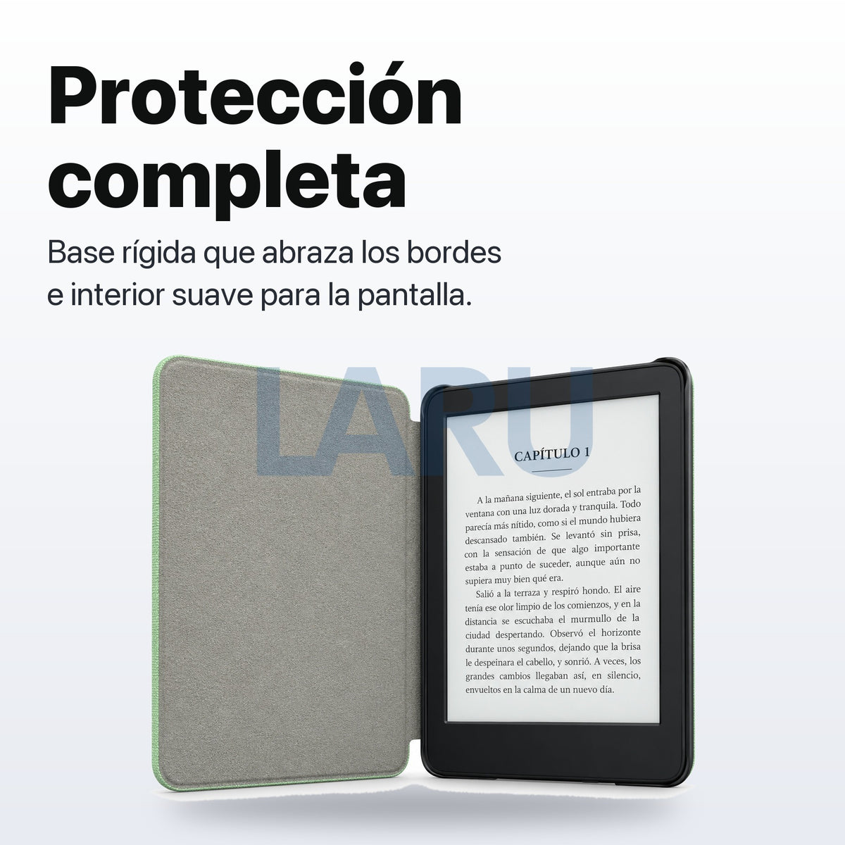 Funda premium microfibra verde menta para Kindle 2022/2024 de 6 pulgadas con lámina