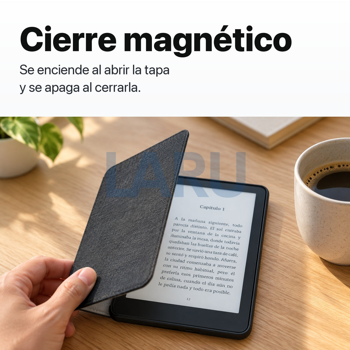 Funda premium microfibra negra para Kindle Paperwhite 2024 de 7 pulgadas con mica