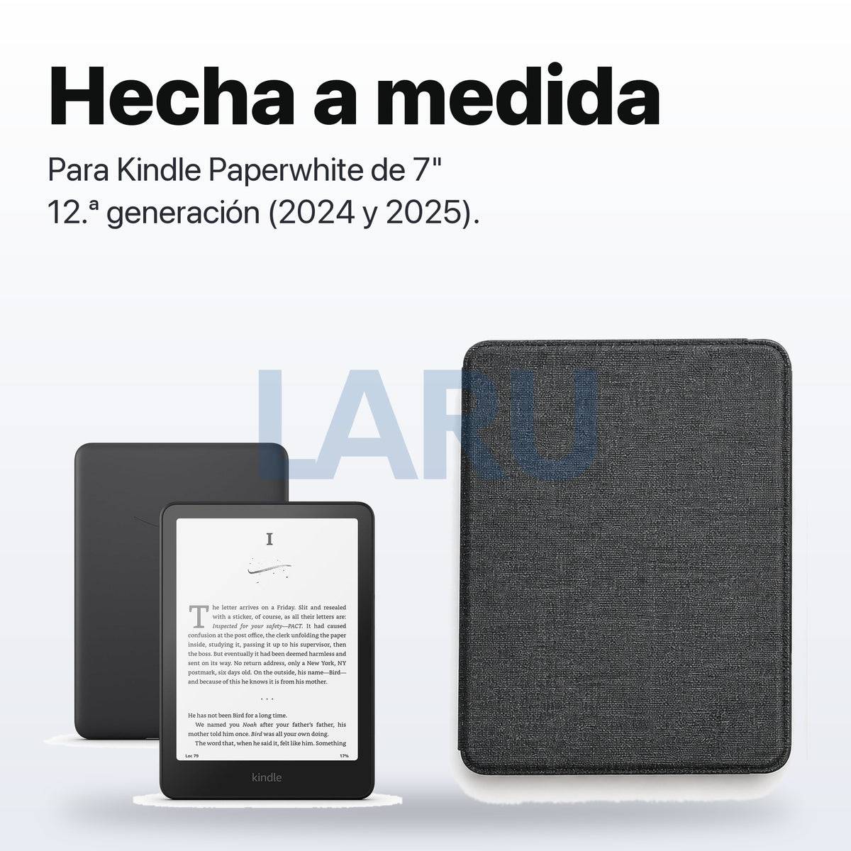 Funda premium microfibra negra para Kindle Paperwhite 2024 de 7 pulgadas con mica