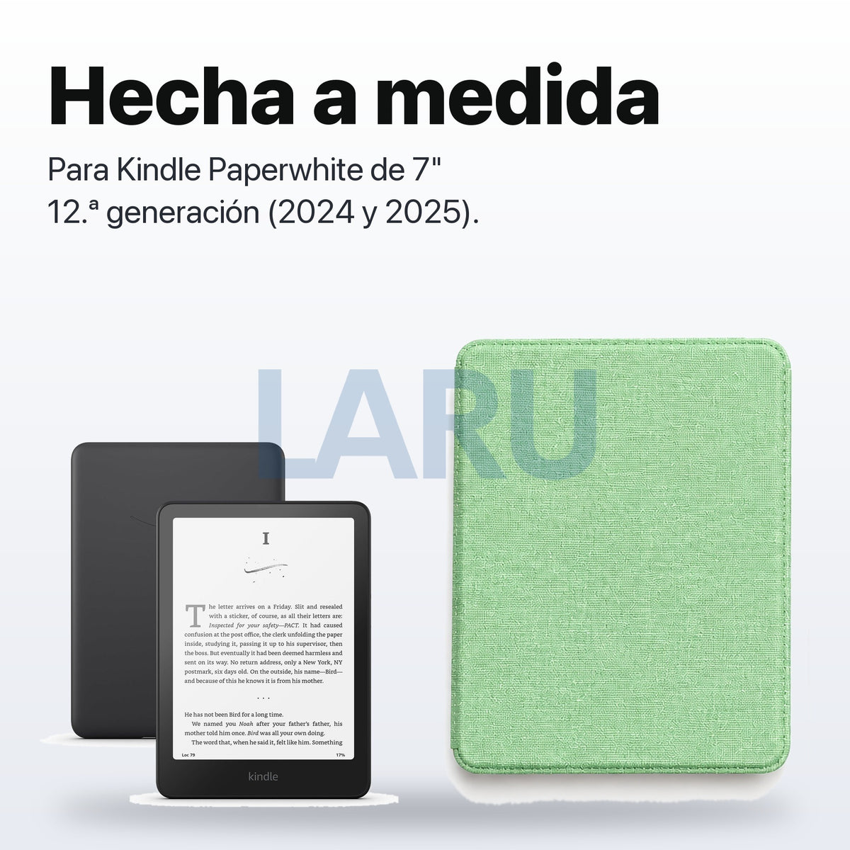 Funda premium microfibra verde menta para Kindle Paperwhite 2024 de 7 pulgadas con mica