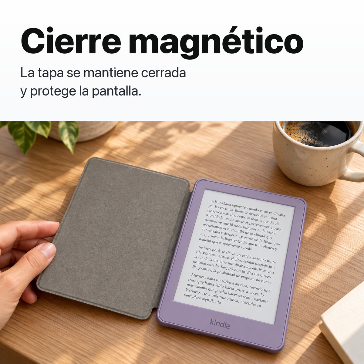 Kindle 2026 color Morado Ube con funda microfibra rosa - funda con cierre magnético