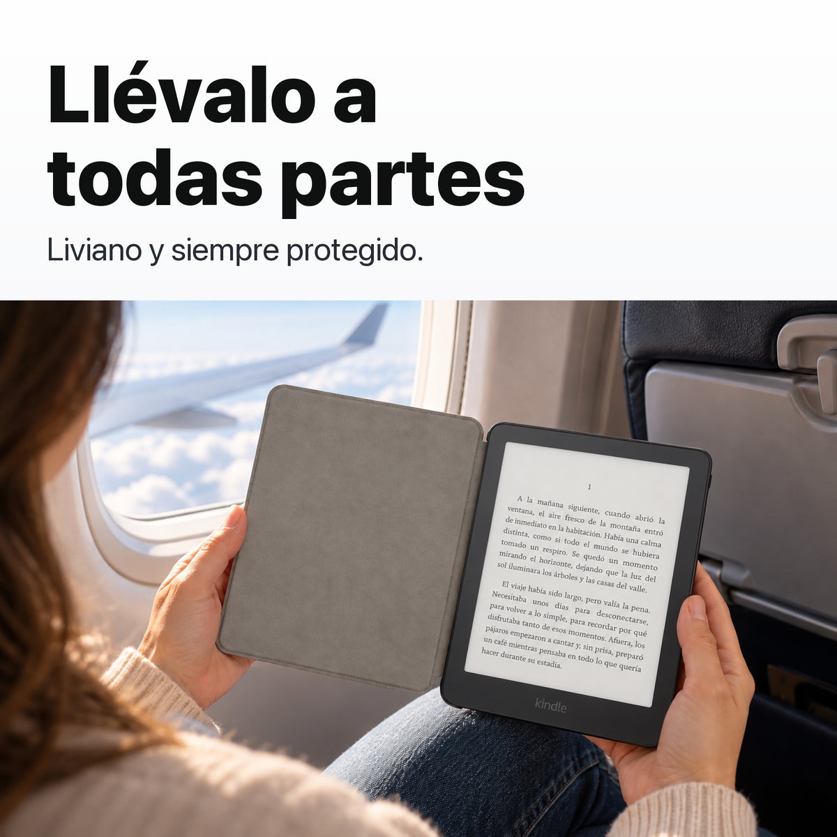 Kindle Paperwhite 2026 color Grafito con funda microfibra negra - llévalo de viaje