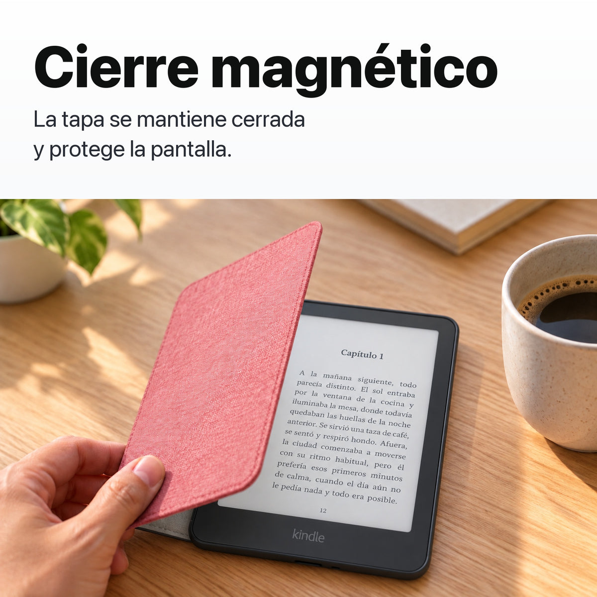 Kindle Paperwhite Signature Edition 2026 color Grafito con funda microfibra rosa - funda con cierre magnético