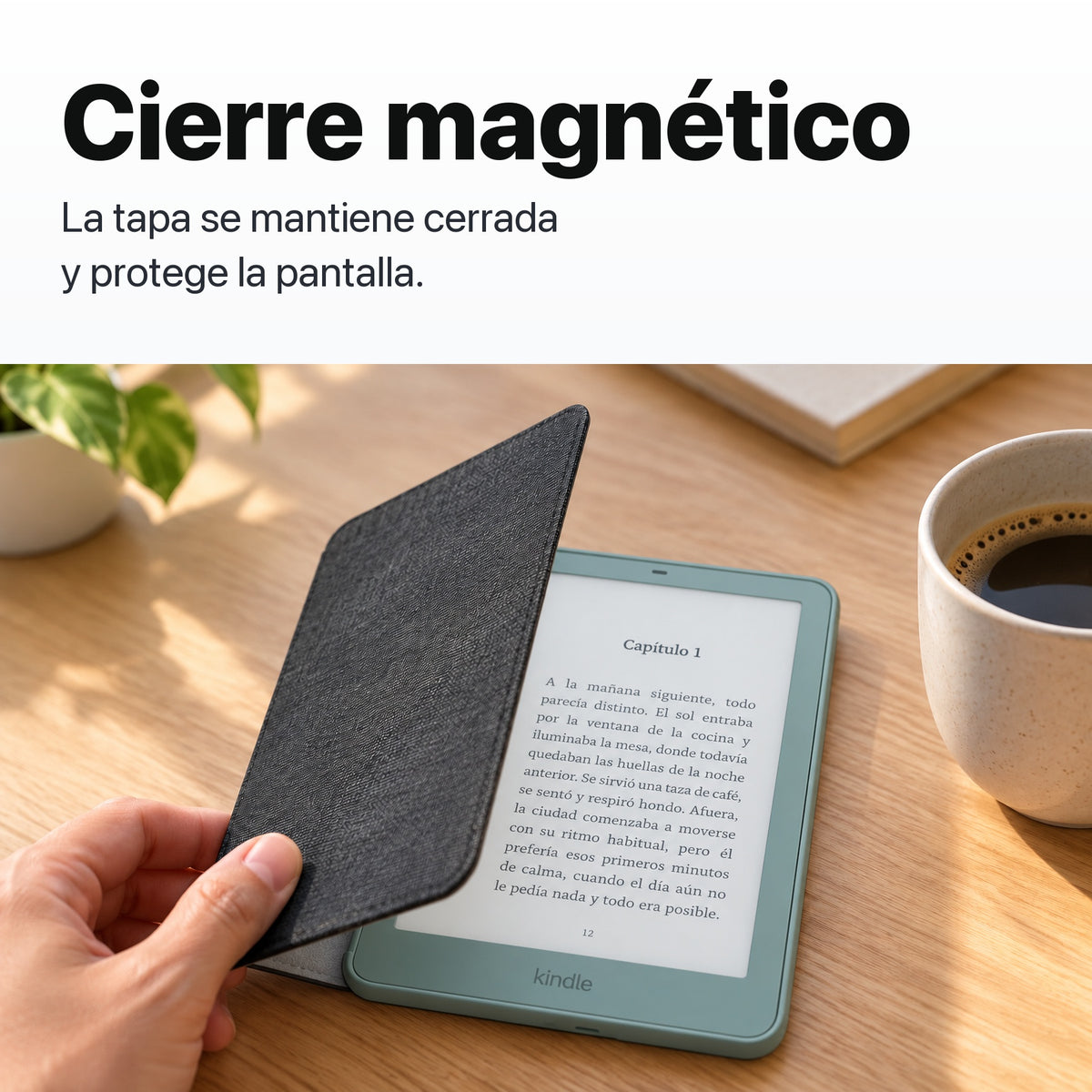 Kindle Paperwhite Signature Edition 2026 color Verde Seaglass con funda microfibra negra - funda con cierre magnético