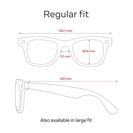 Guía de tallas Ray-Ban Meta Wayfarer Gen 2 regular fit