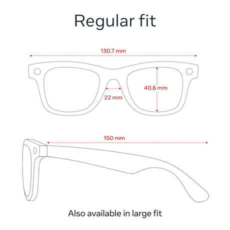 Ray-Ban Meta Wayfarer guia de tallas regular fit