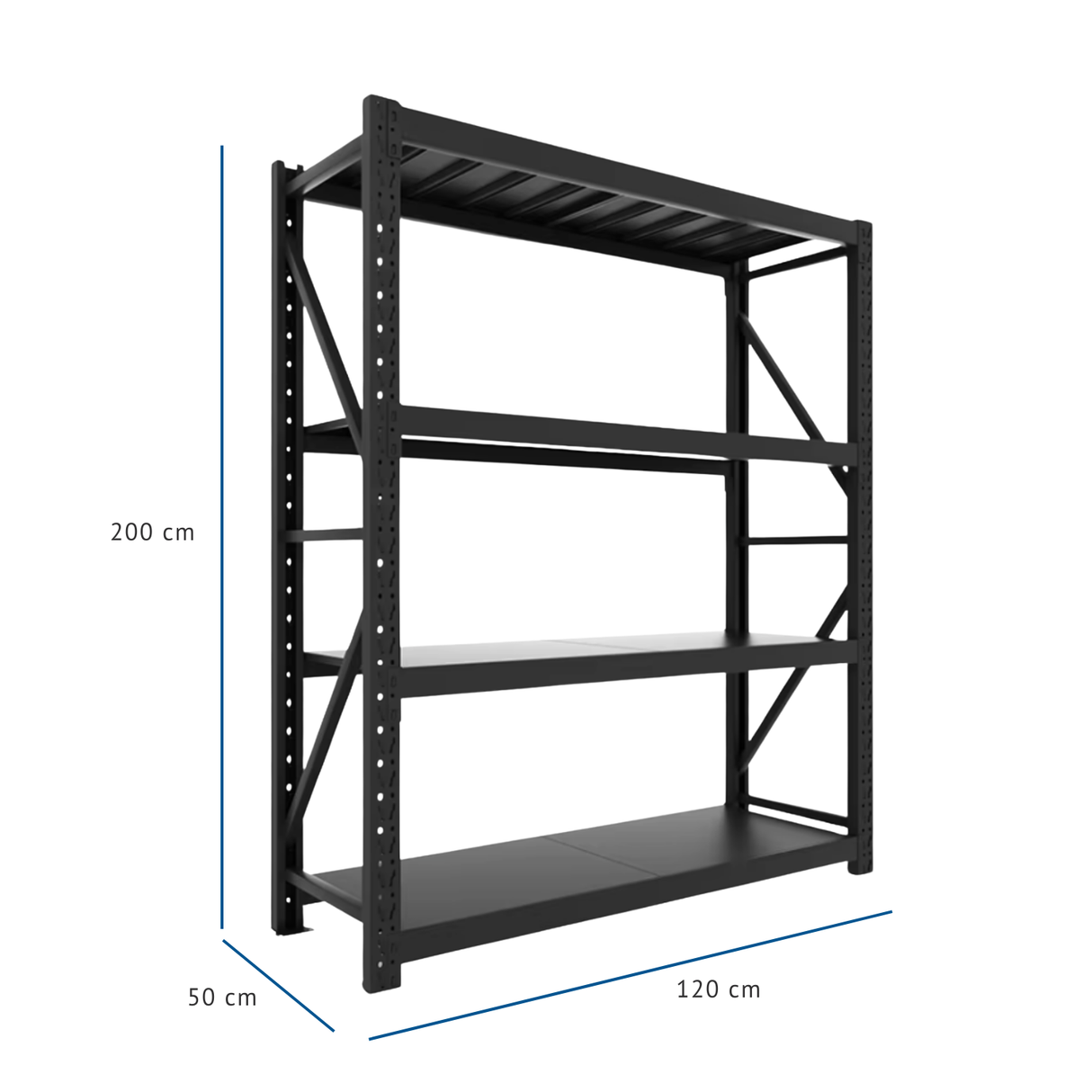 Estante Metálico Industrial 200x50x120cm 400kg Heavy Duty - Laru Racks Creta