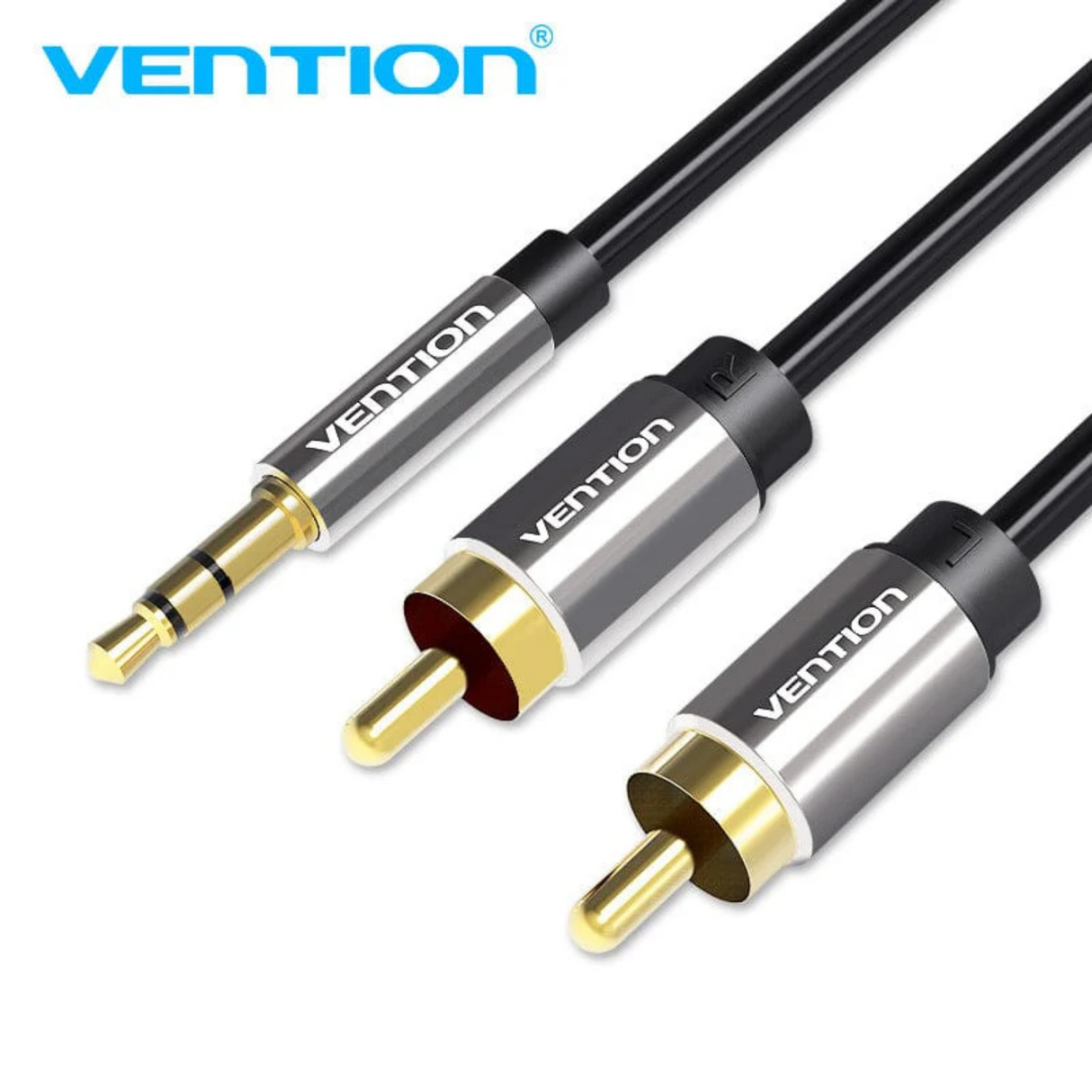 Cable Auxiliar 3.5mm a 2 RCA Macho 2M Audio Estéreo Vention