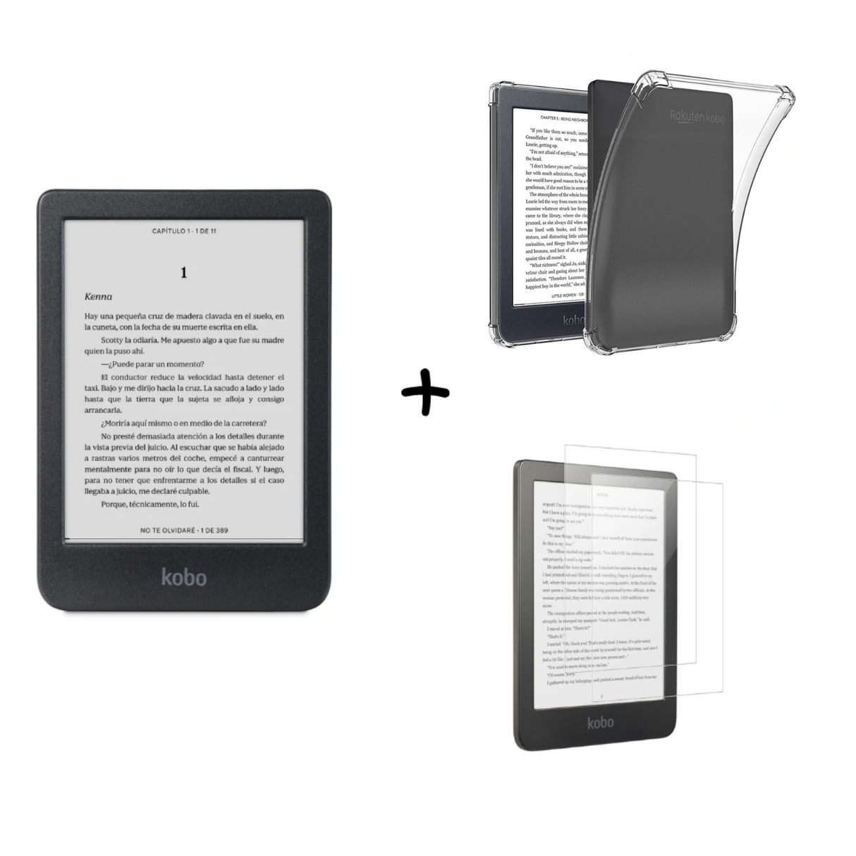 Kobo Clara Bw Hd 6.0 Negro + Funda Transparente Premium Y 2 Micas
