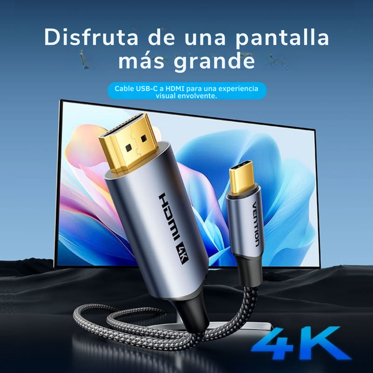 Cable Usb-c A Hdmi Trenzado Vention 4k Tipo C Video Premium