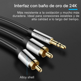 Cable Auxiliar 3.5mm a 2 RCA Macho 2M Audio Estéreo Vention