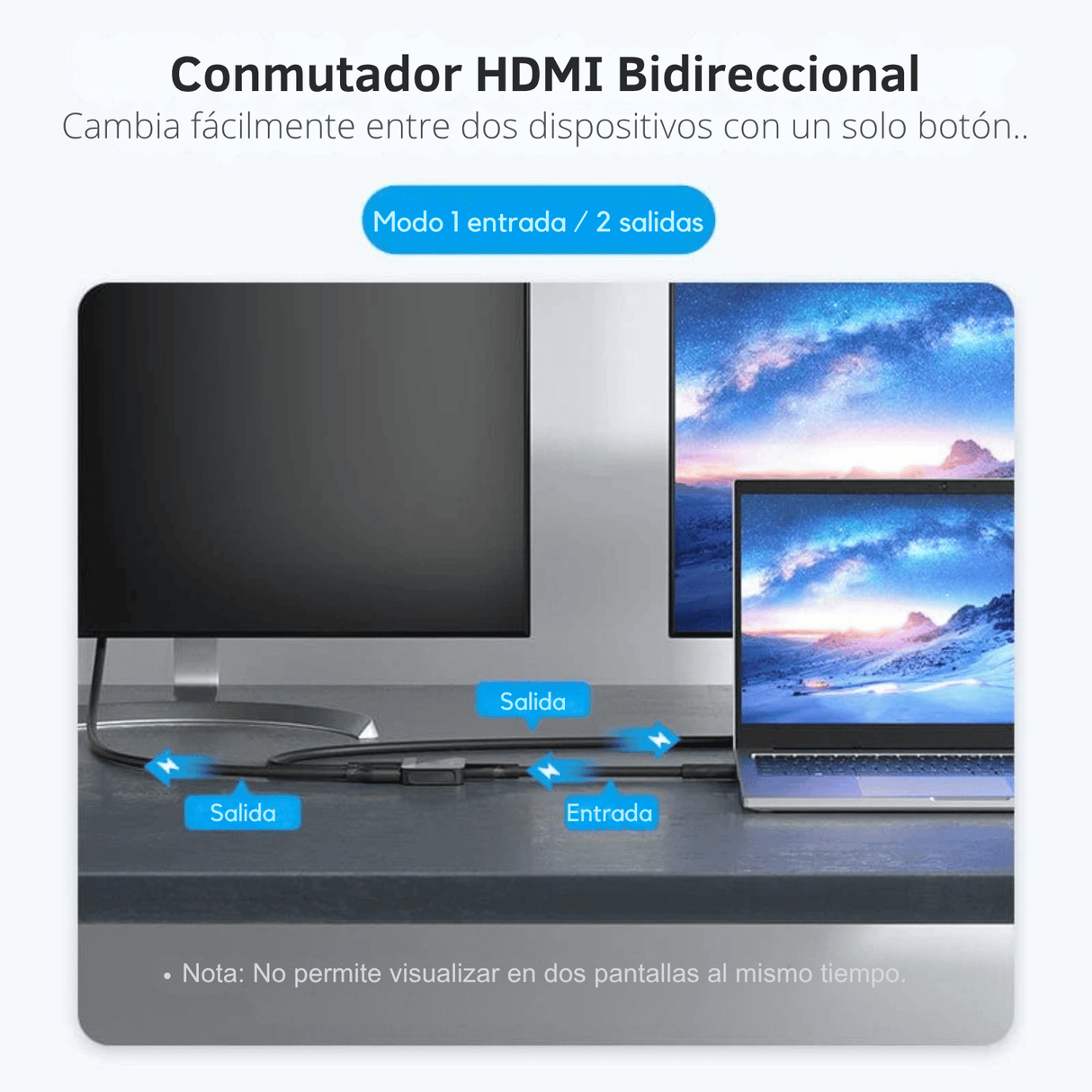 Conmutador HDMI Vention 4K Bidireccional 2x1 1x2 PS5 Xbox TV