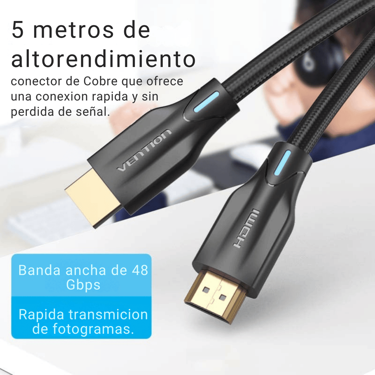 Televisor Cable Hdmi 2.1 Fullhd 4k 8k 3d Premium Gamer De 5 M Vention Agregar a favoritos