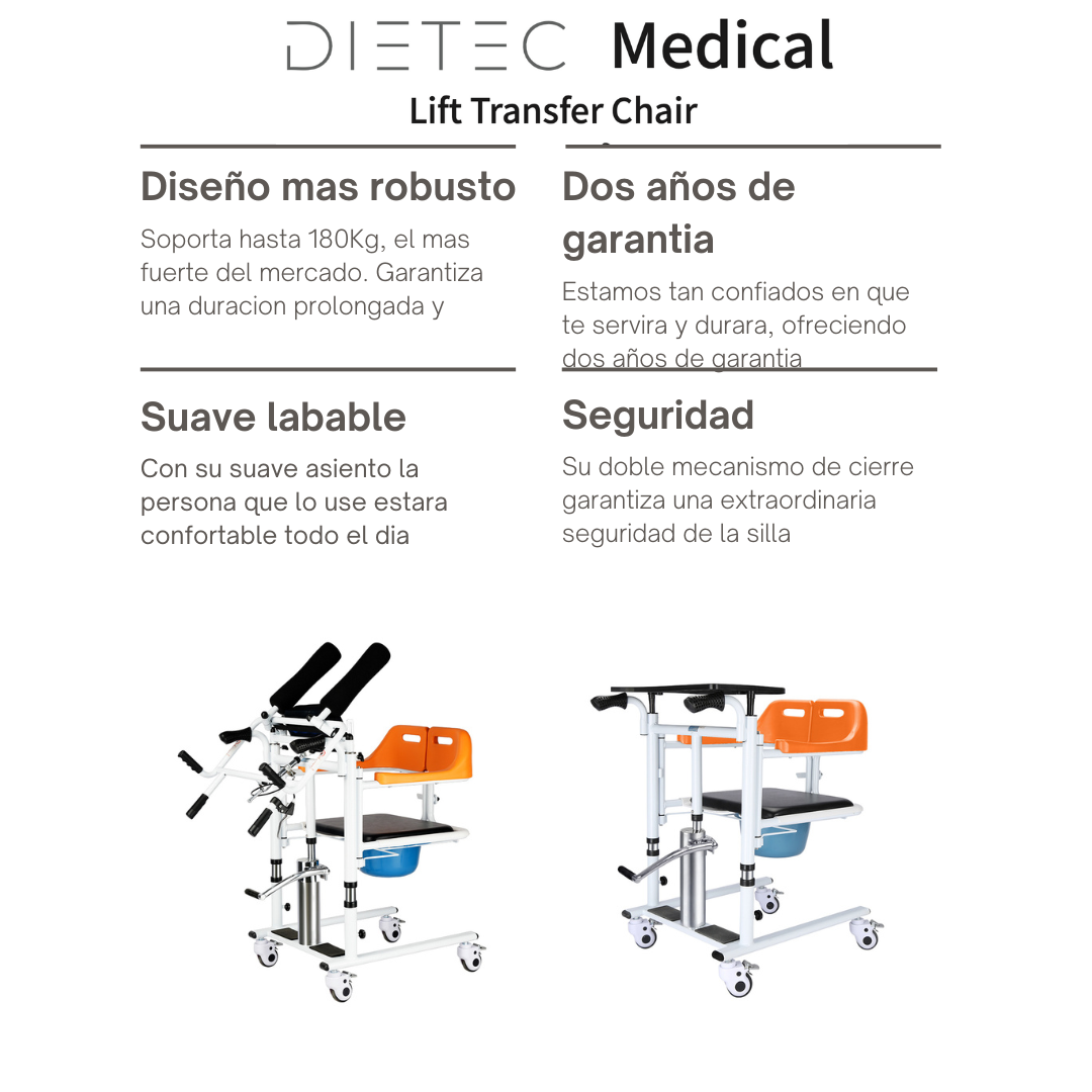 Silla de Transferencia Multifuncional Hidraulica y Elevador de Pacientes Para Cama, Baño y Silla de Ruedas
