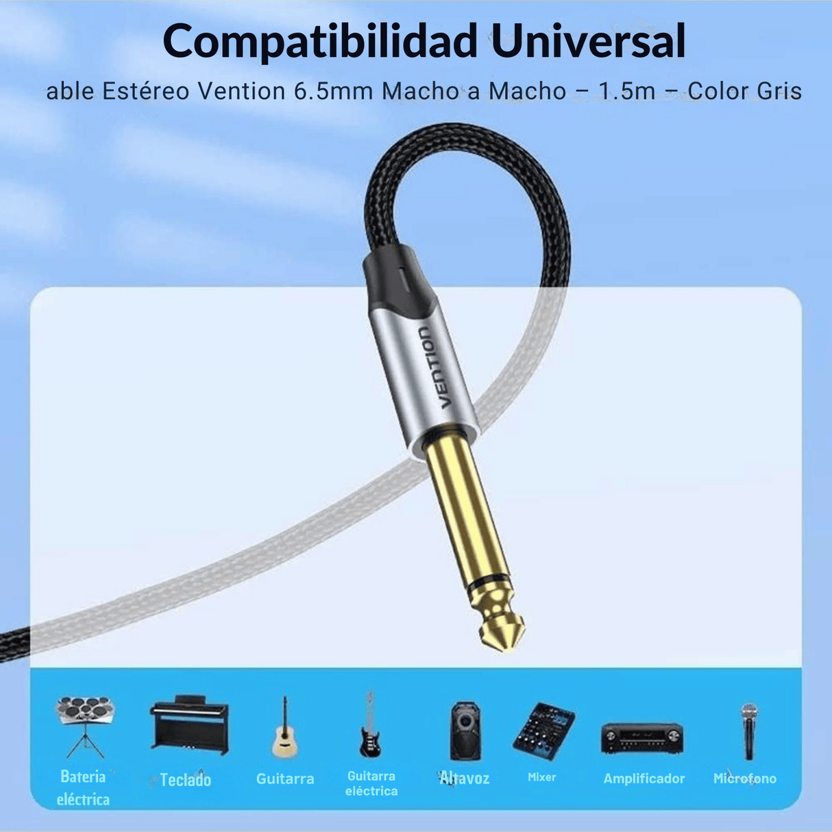Cable De Audio Vention P10 6.5mm Negro 10m