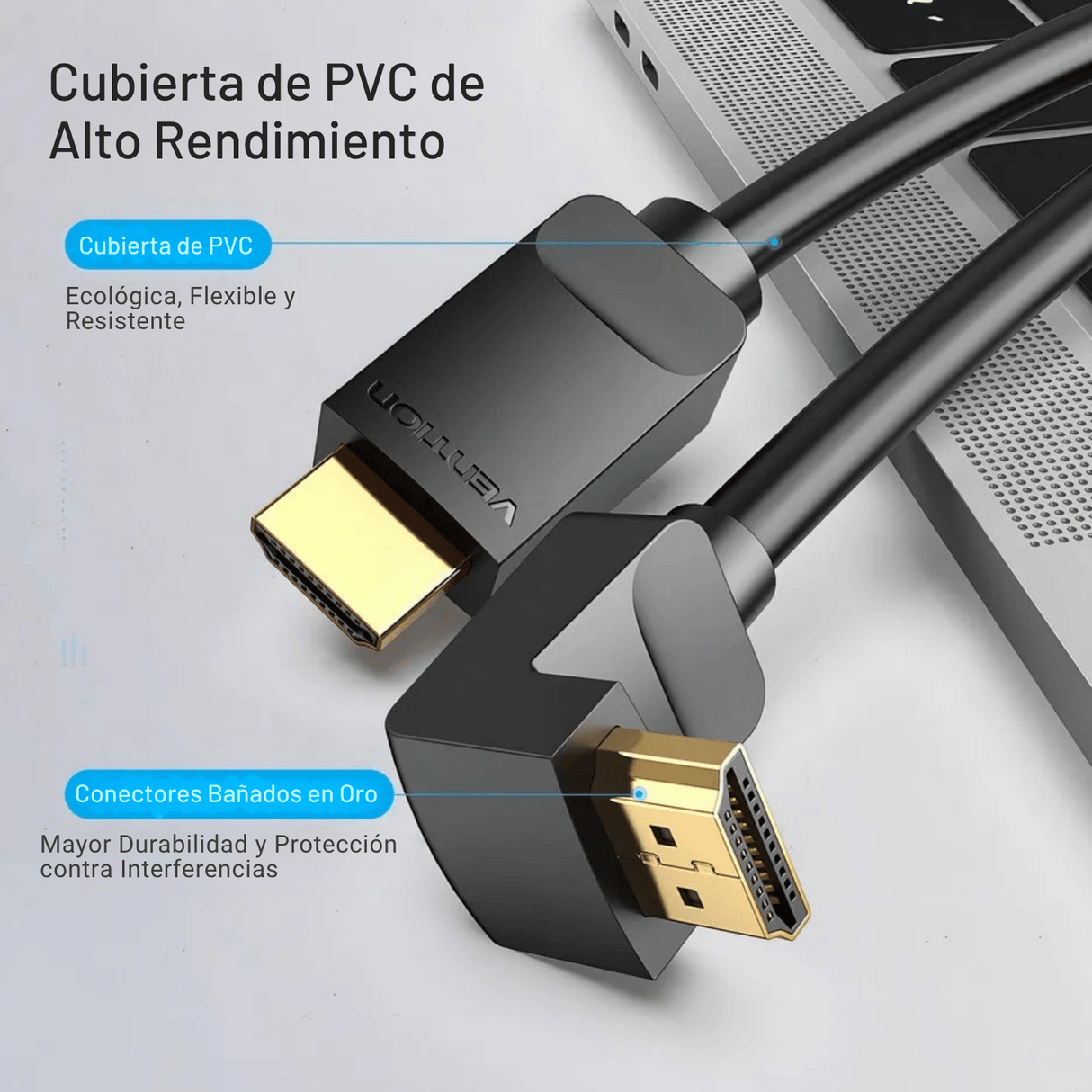 Cable Hdmi 1.5 m Codo 270 Grados 4k Hdr 60hz 3d Arc Vention