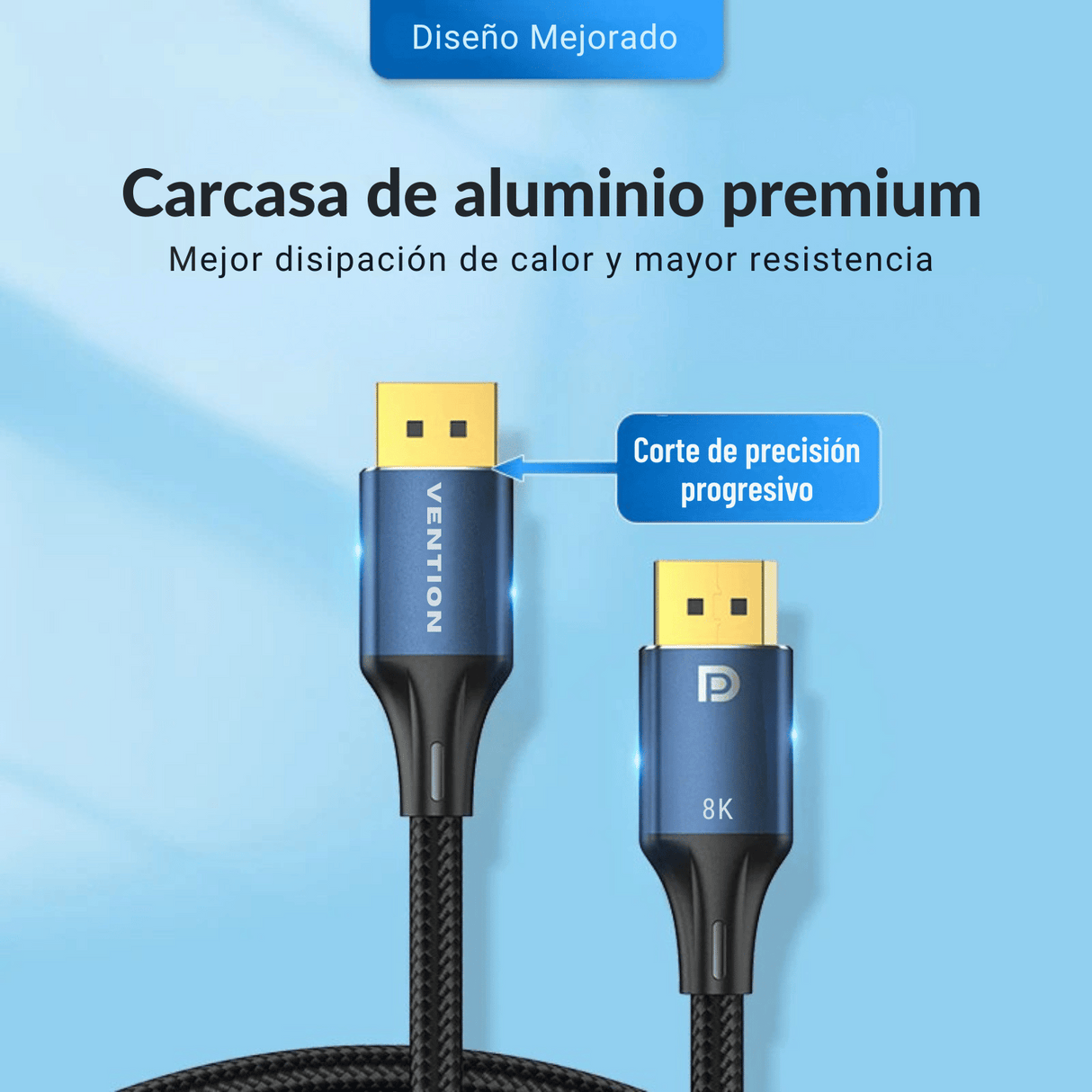 Cable Displayport 8k Vention 3m Alta Velocidad Gaming Pc Mon