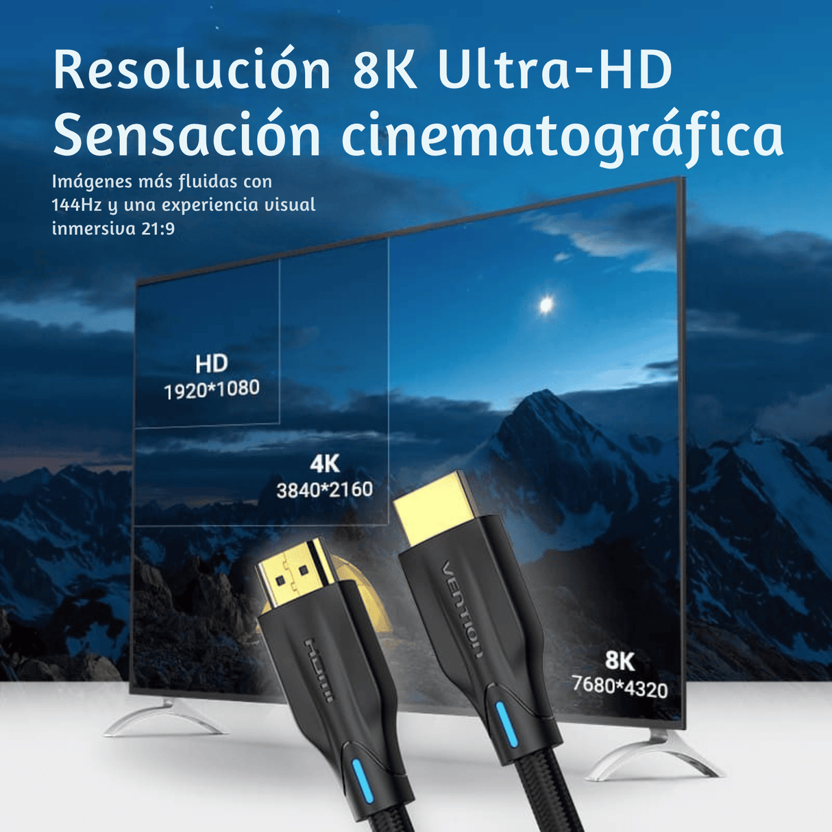 Televisor Cable Hdmi 2.1 Fullhd 4k 8k 3d Premium Gamer De 5 M Vention Agregar a favoritos