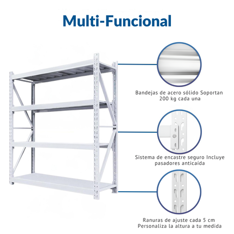 Estante metálico Laru Racks blanco de acero para bodega, taller u hogar