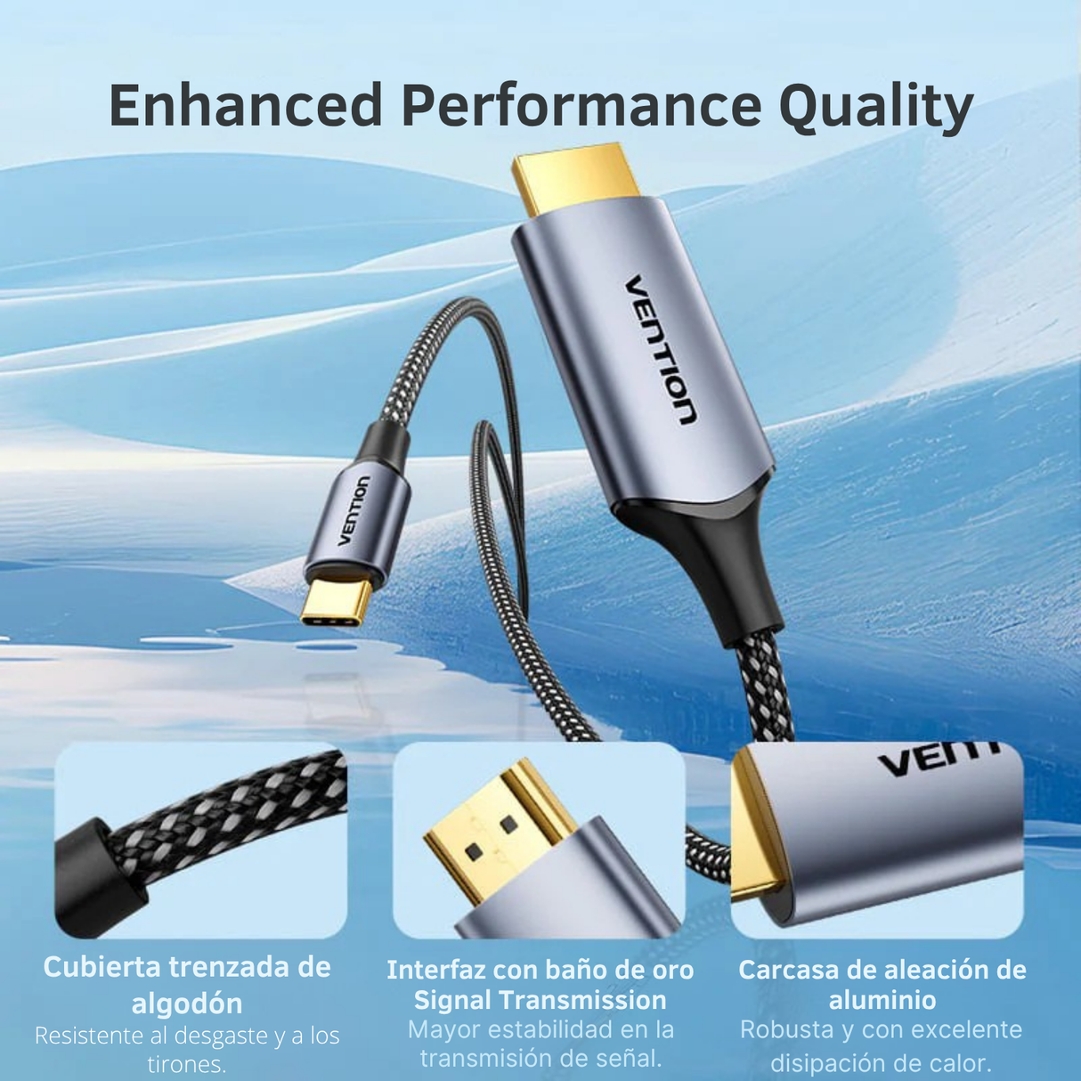 Cable Usb-c A Hdmi Trenzado Vention 4k Tipo C Video Premium