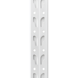 Detalle de la estructura y bandejas del estante metálico Laru Racks blanco