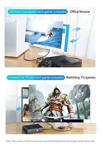 Switch HDMI 2.0 Vention 4K 60Hz Bidireccional 2x1 1x2 Metálico AFUH0
