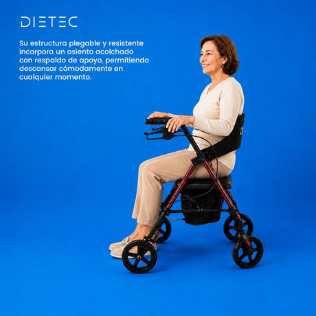 Andador DIETEC 3 en 1 con asiento acolchado y respaldo Oxford