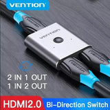 Switch HDMI 2.0 Vention 4K 60Hz Bidireccional 2x1 1x2 Metálico AFUH0