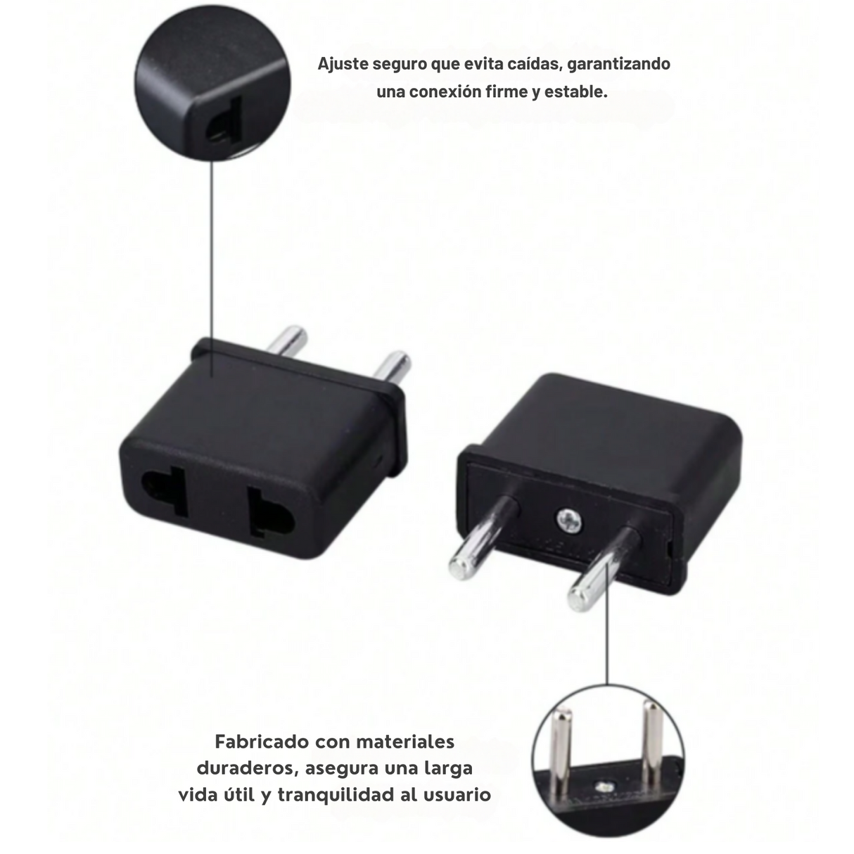 Pack 3 Adaptador Enchufe Nacional A Enchufe Americano Cobre