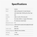 Adaptador Bluetooth 5.4 Auto Audio Usb Vention 1.5m Premium - Laru