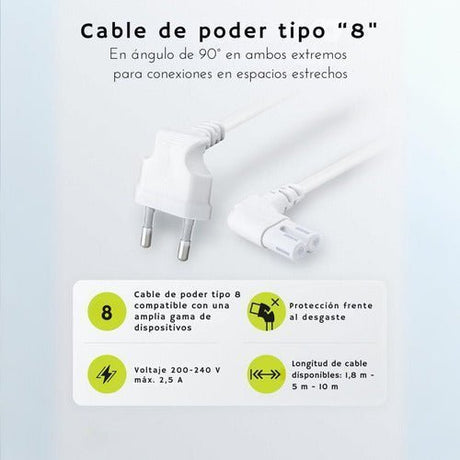 Cable De Poder Tv Blanco 10m Premium Smarttv Corriente Tipo8 - Laru