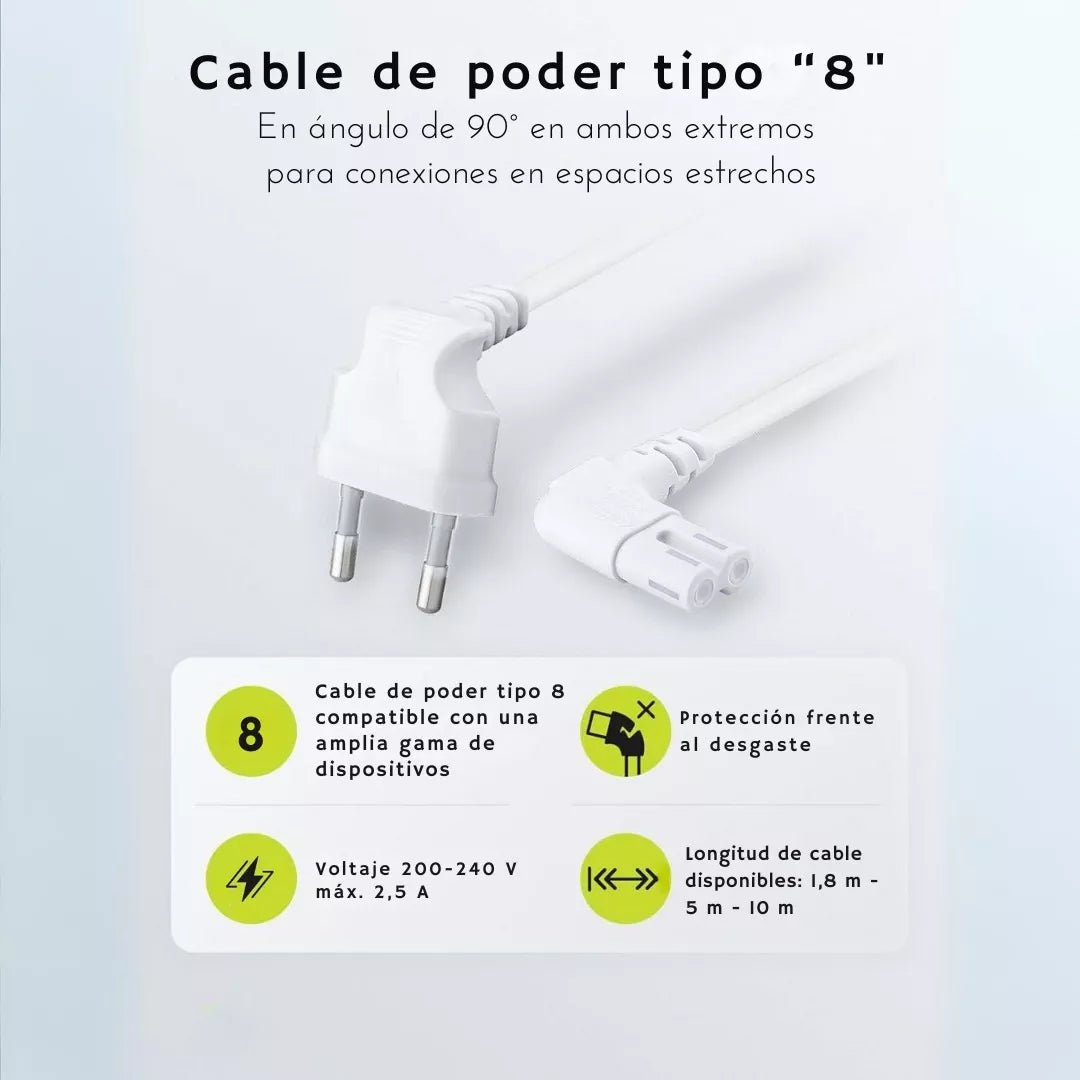 Cable De Poder Tv Blanco 2 - 10 metros Premium - Laru