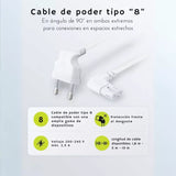 Cable De Poder Tv Blanco 2 - 10 metros Premium - Laru