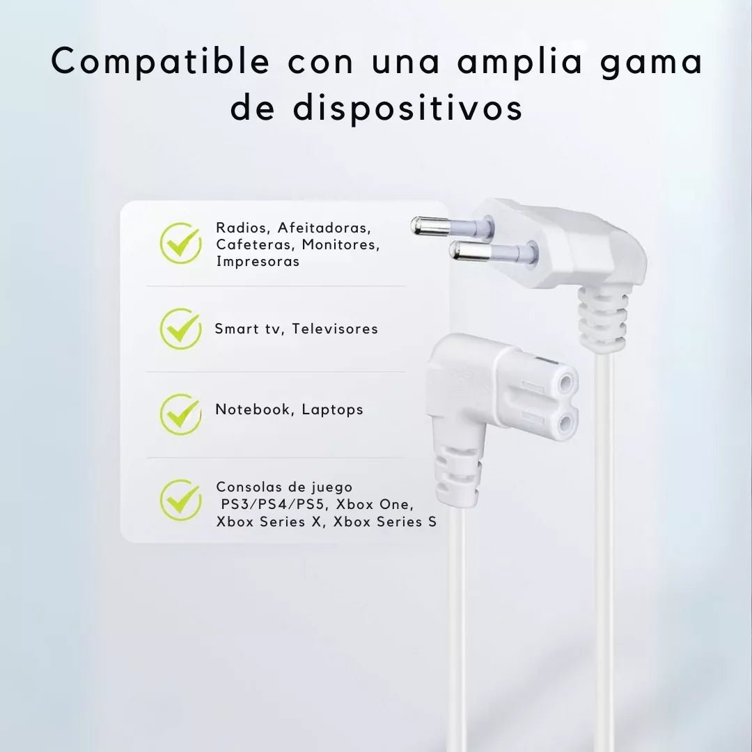 Cable De Poder Tv Blanco 2 - 10 metros Premium - Laru